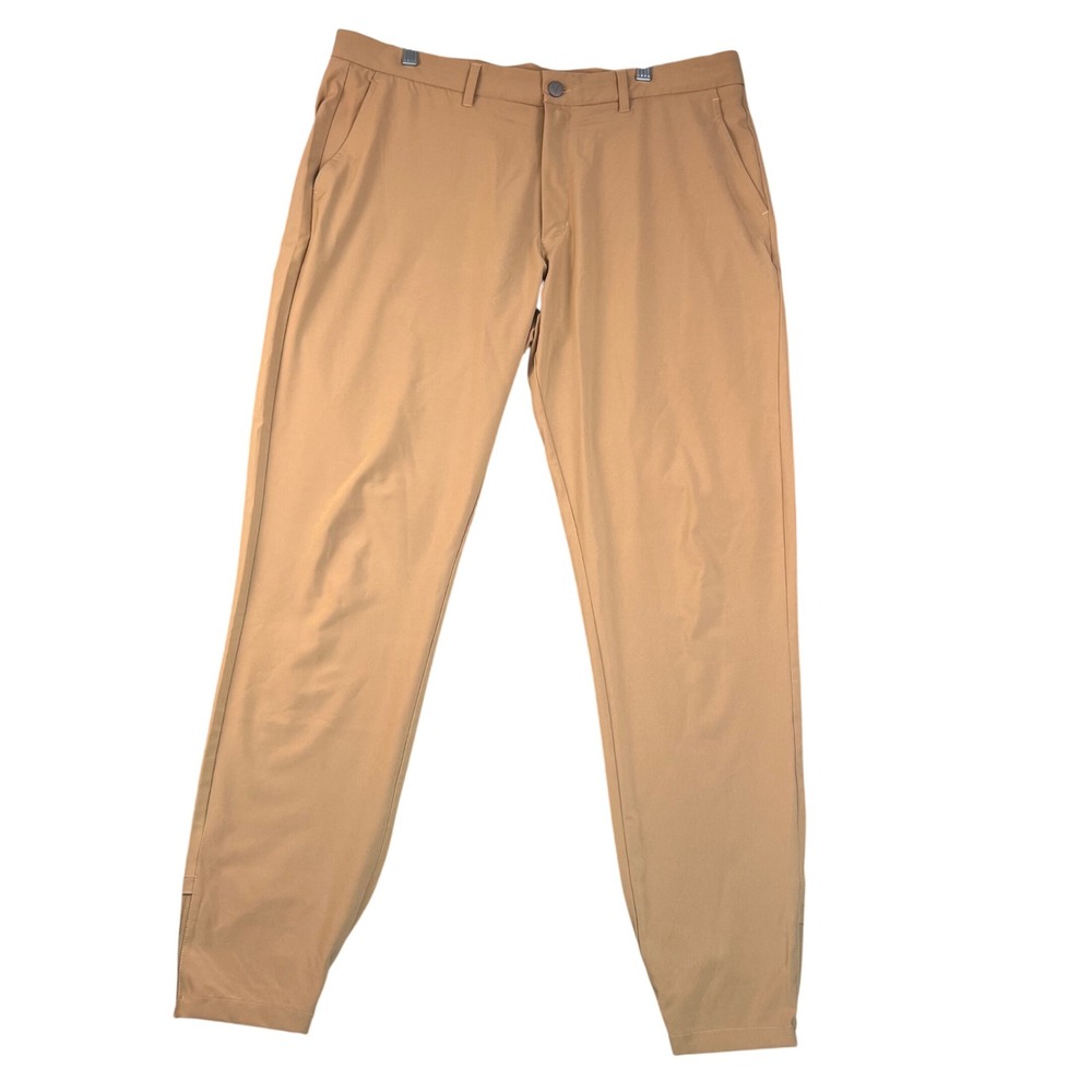 Primo Golf Jogger Pants Mens 38 Ext Tall Tan Khaki Tapered Ankle Zip Stretch